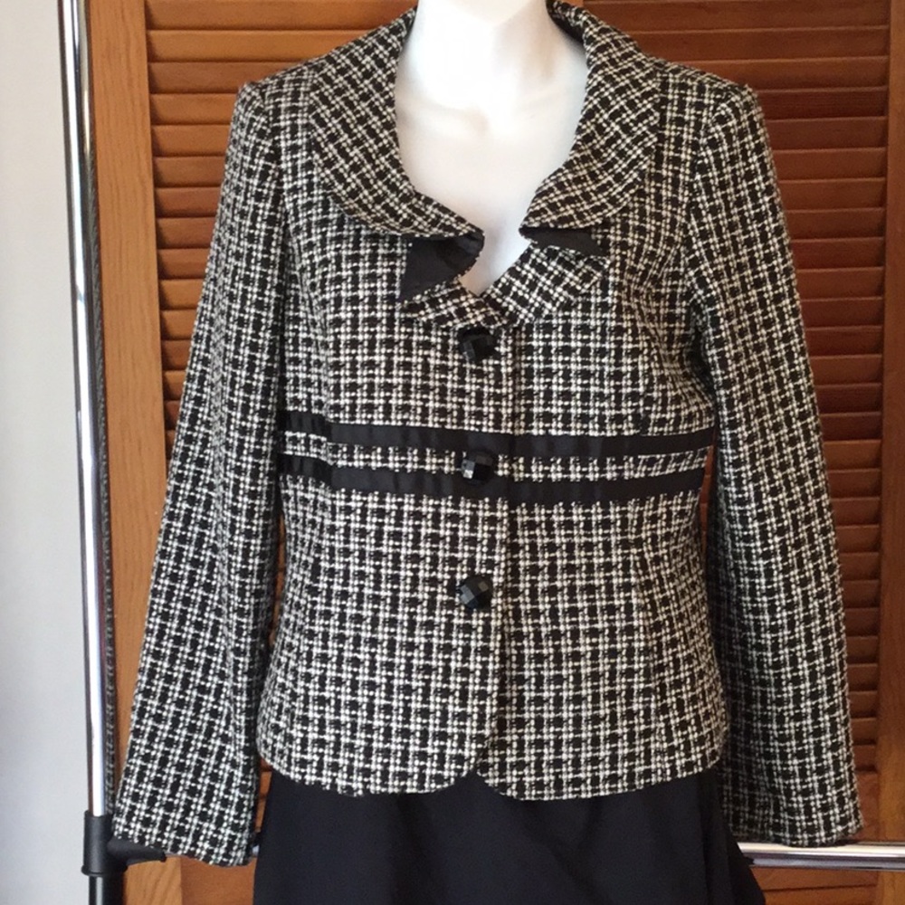 Sandro Black and White Tweed Jacket